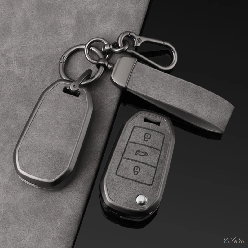 Car Key Case Cover Alloy Protection Shell For Peugeot 308 307 408 207 208 301 2008 407 607 3008 508 5008 Expert Partner Keychain