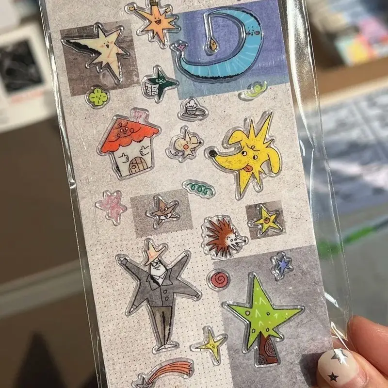 الفنان الكوري لطيف ستار التوضيح هلام ملصقات عالية الجمالية Diy بها بنفسك مجلة قضية الهاتف المحمول سماعة الشارات الهدايا