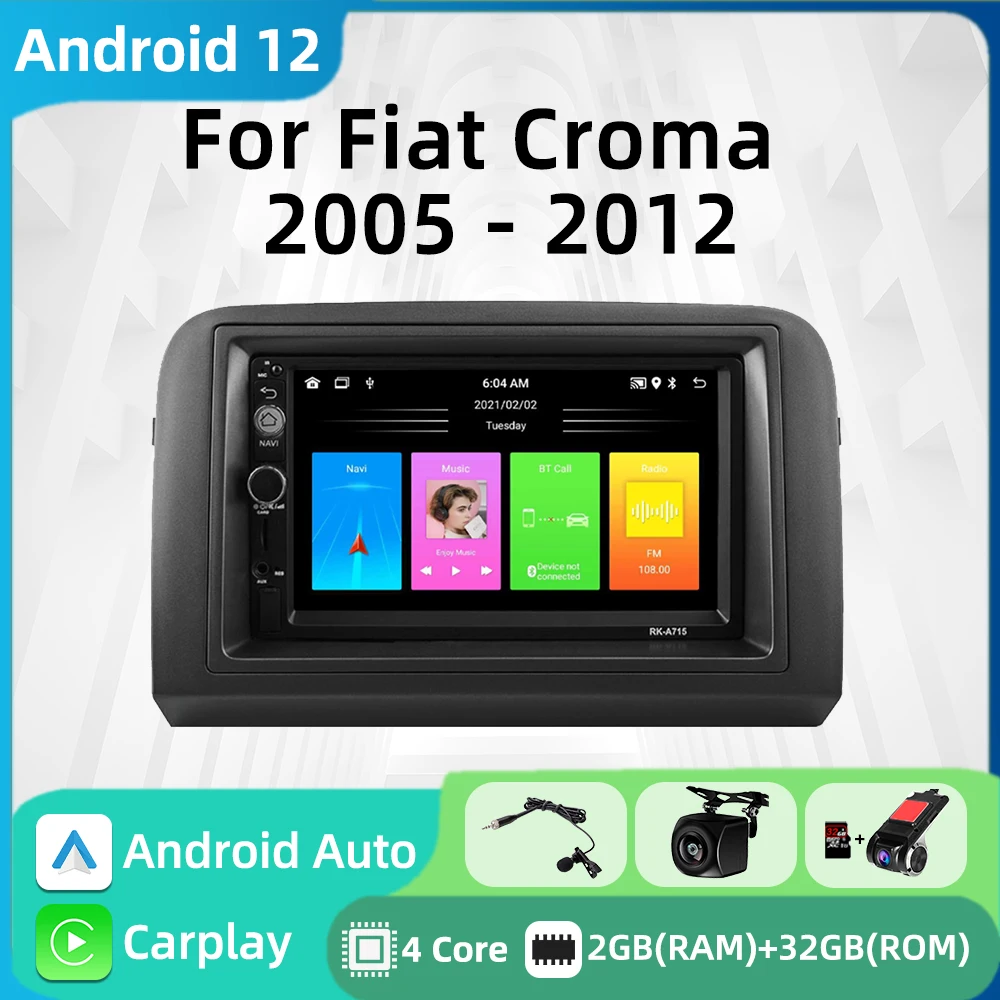 Car Radio 2 Din Android Stereo for Fiat Croma 2005 - 2012 Multimedia Player Navigation Head Unit Autoradio Carplay Android Auto