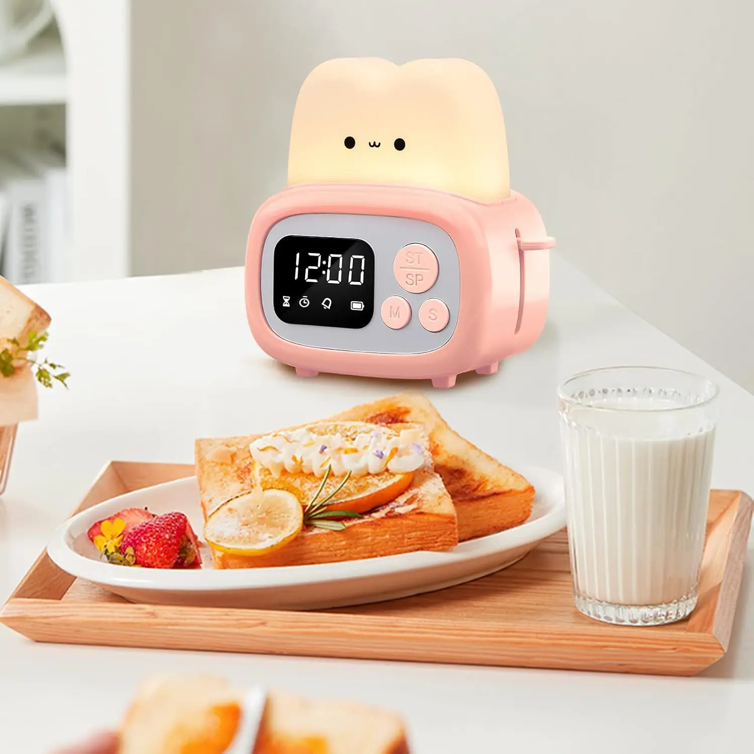 

Mini Toaster Lamp Cute Night Light with Clock Alarm Digital Timer for Kids Teen Baby Girls Boys Birthday Gifts Bedroom nightight