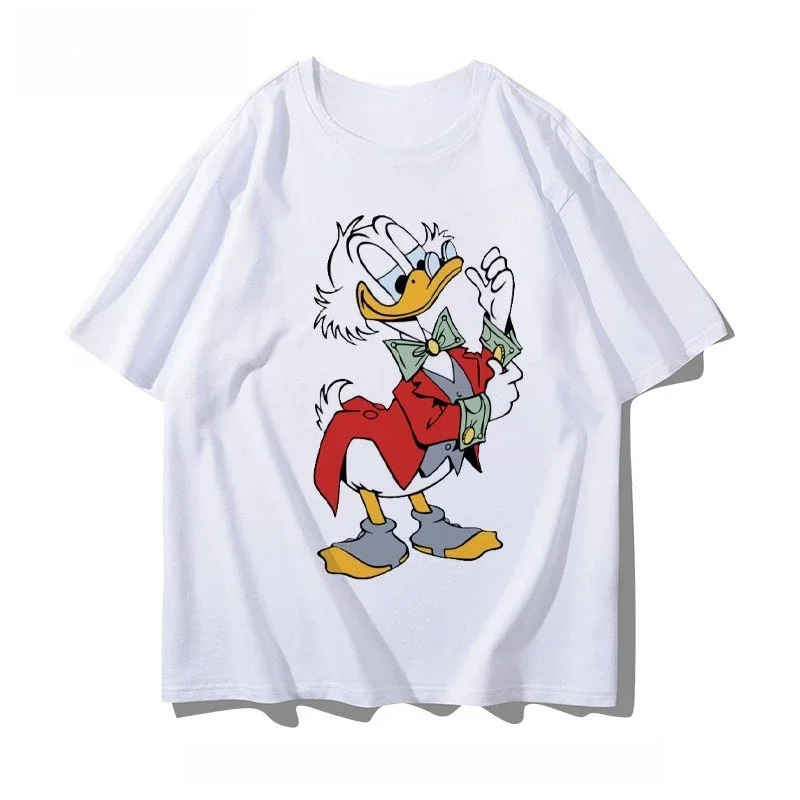 

New Cartoon Donald Duck Printed Short Sleeve T-Shirt 2025 Summer Disney Women's Large Size Harajuku Loose Casual Versatile Top