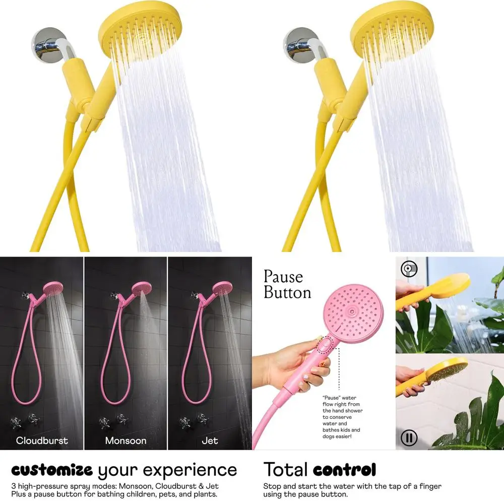 

Portable High-Pressure Shower with 3 Modes, 70 Inch Hose, Eco-Friendly, Easy Install, Yellow