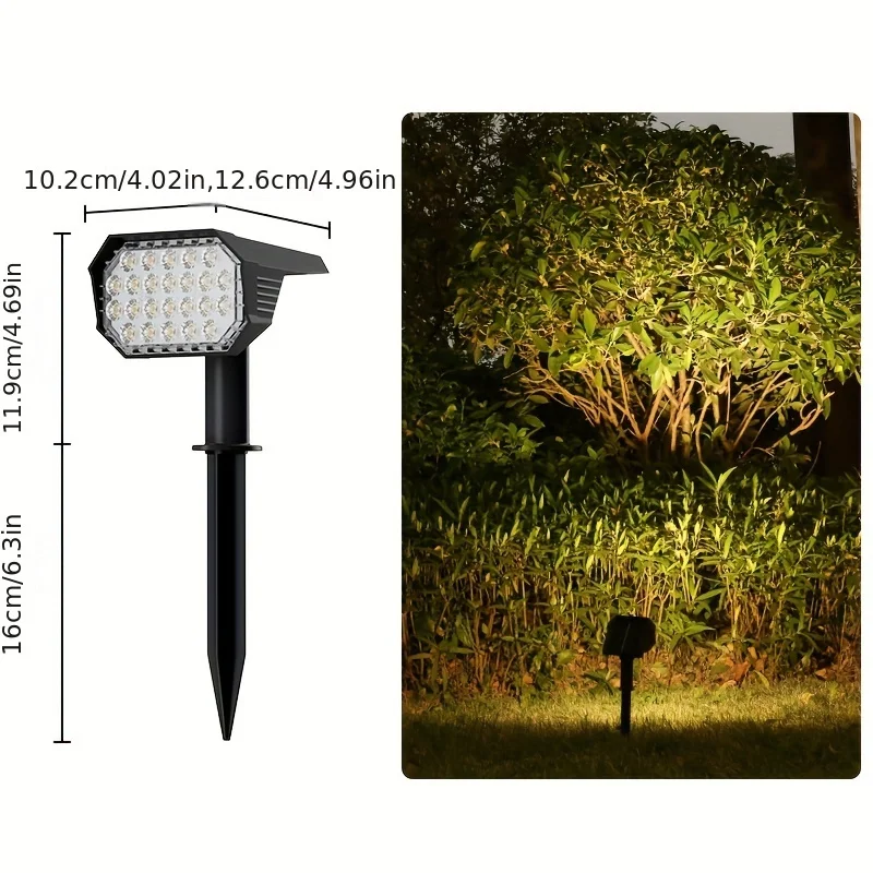 2pcs FOUBEAK Outdoor Solar Spotlights, 24pcs LED Solar Lights Outdoor Garden Solar Lights, Dusk to Dawn Sunlights with 2 Lightin