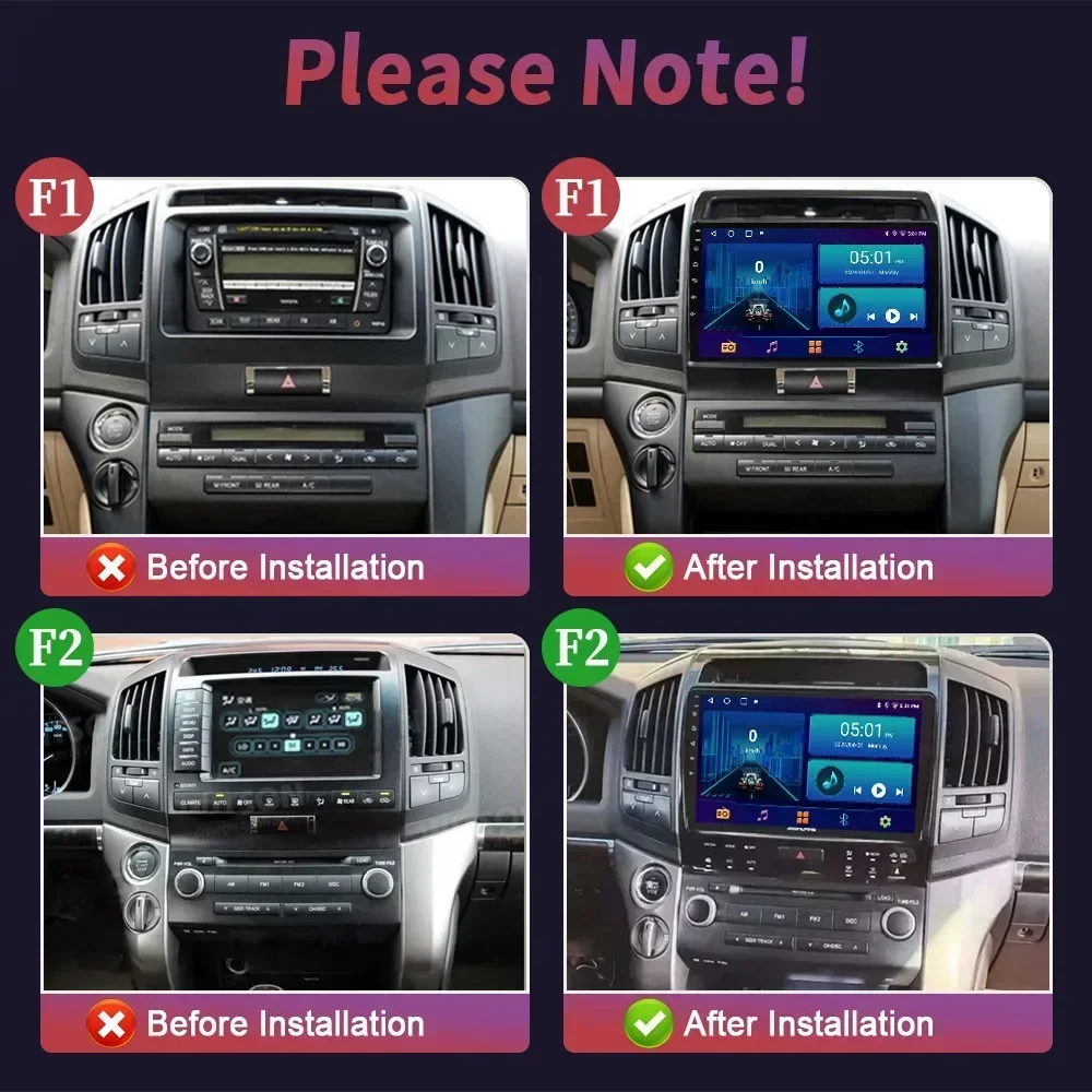 For Toyota Land Cruiser 11 200 2007-2015 Universal GPS Car Radio Multimedia Navigation Android 14 Wireless 2 Din Screen Stereo