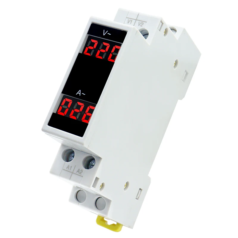 Din Rail Mount LED AC Dual Display Volt-Ammeter Mini Modular Voltmeter Ammeter AC80-500V 1-100A