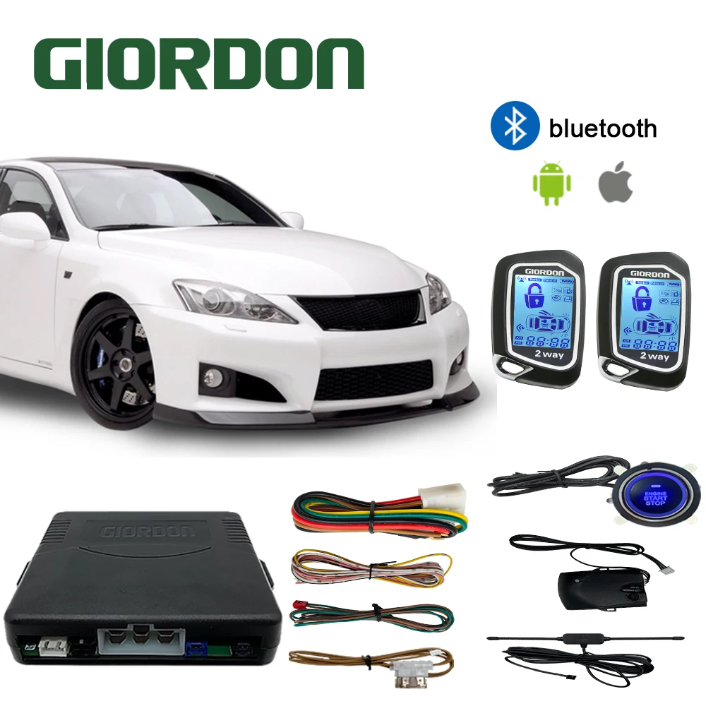 Giordon pke 12V carro alarme & Anti-roubo Sistema de segurança keyless enty, botão PUSH Start