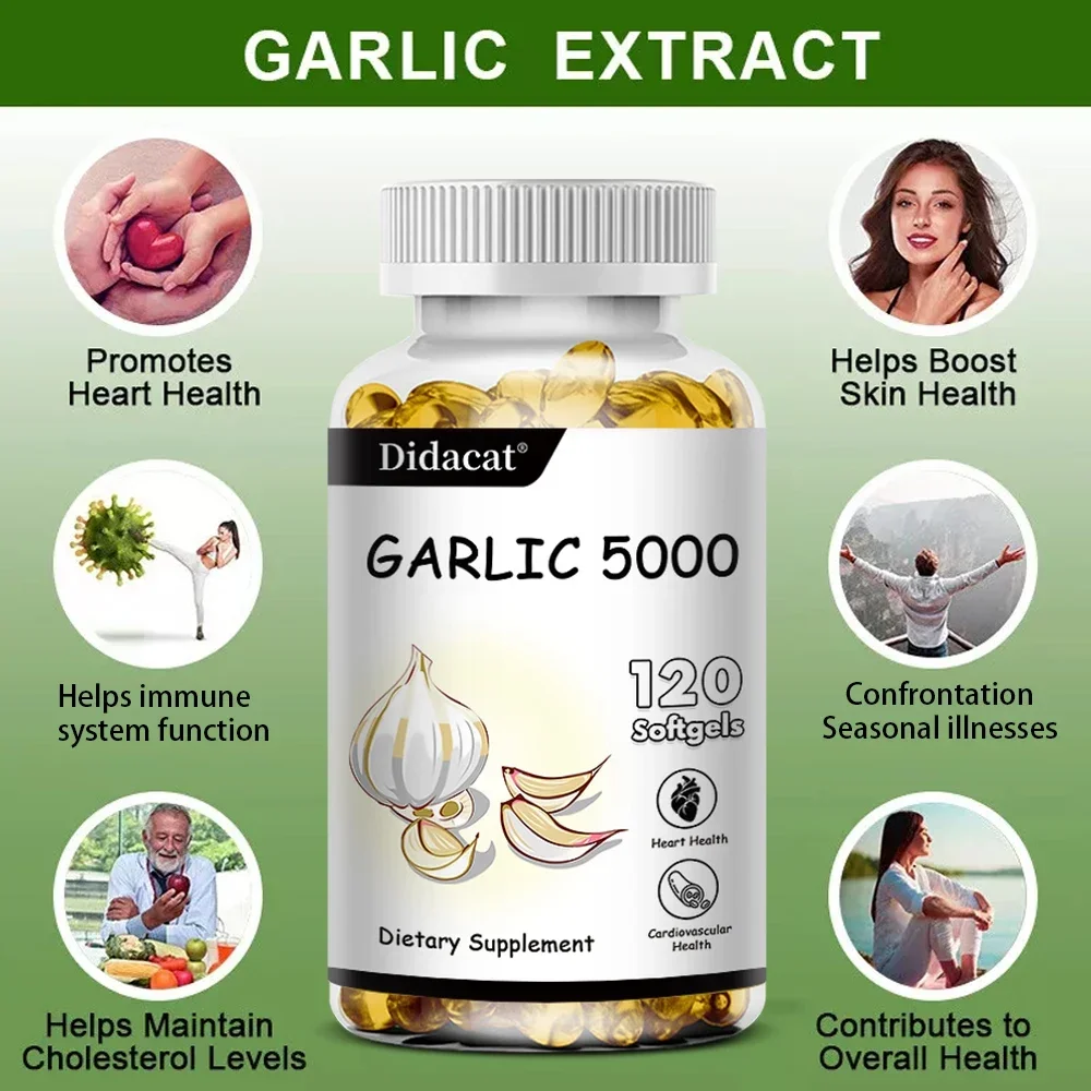 Strong Odorless Garlic Extract Capsules Immunity Skin Heart Health Cholesterol Levels Healthy Dietary Supplement