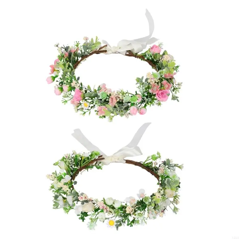 

N5KB Flower Decor Crowns Hair Band Flower Hair Hoop Wedding Hair Accessories