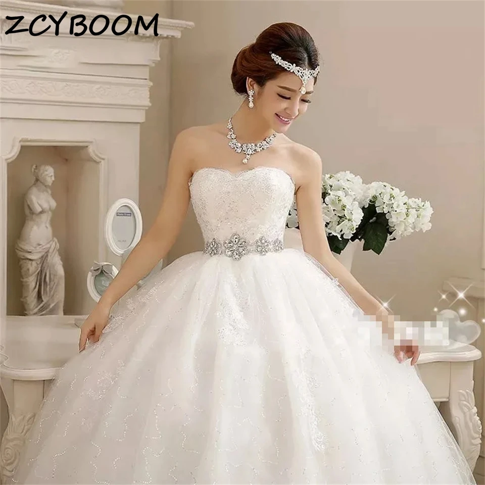 Personalizado sem alças tule apliques laço arco faixas vestidos de casamento para as mulheres 2024 trem varredura vestido de noiva vestidos de noiva