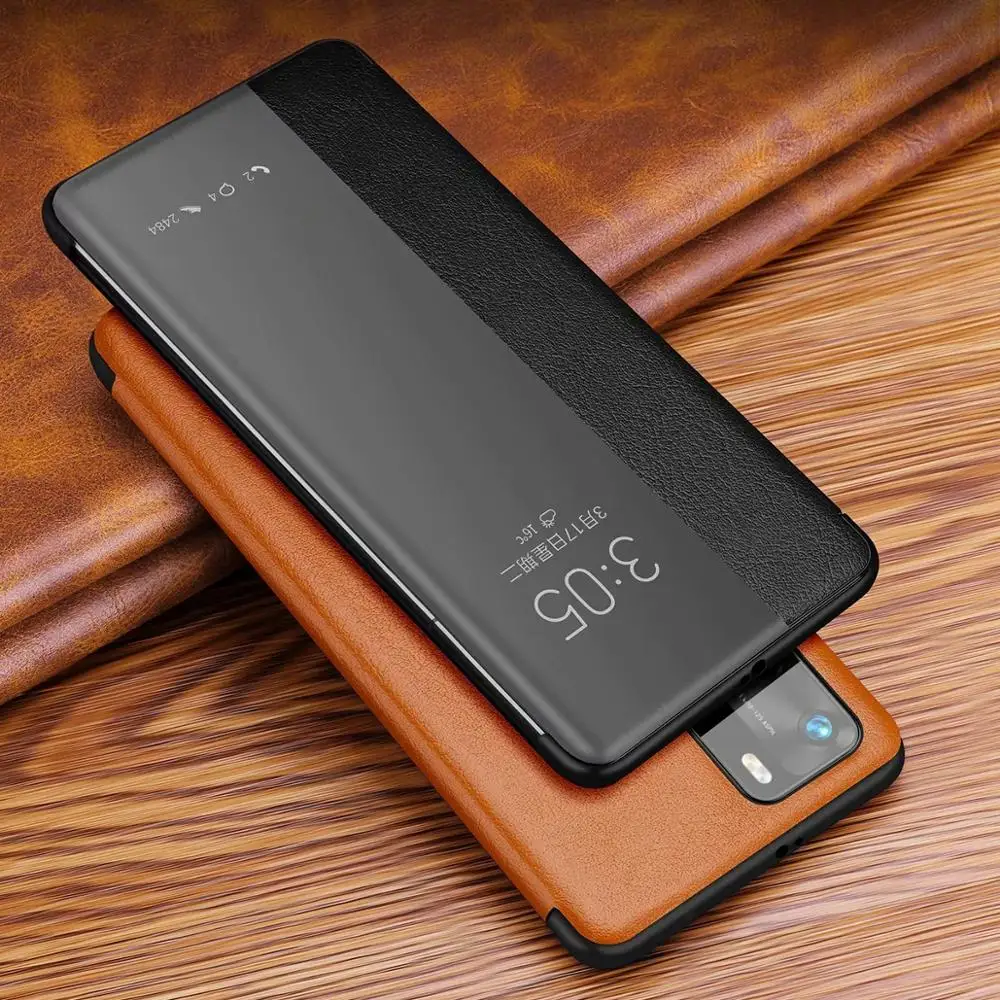 

P40pro Cover Genuine Leather Luxury Business Flip Fundas For Huawei P40 Pro 5g P40 Case Smart Sleep Wake Up Coque Shell Housing