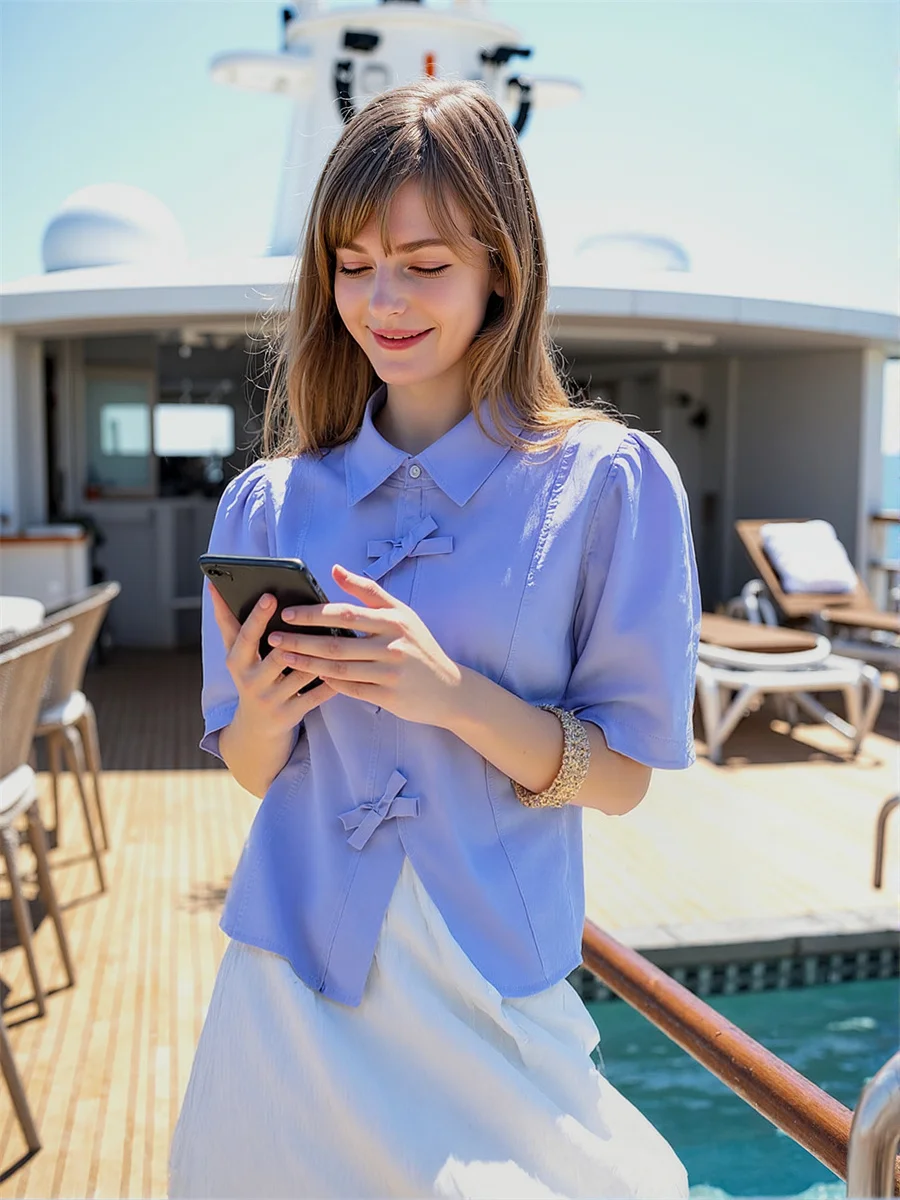 

Puff Sleeve Shirts Asymmetrical Blouses Winter Tops Semi Sheer Washable Round Medieval Renaissance Sides Gradient Fabrics Walk