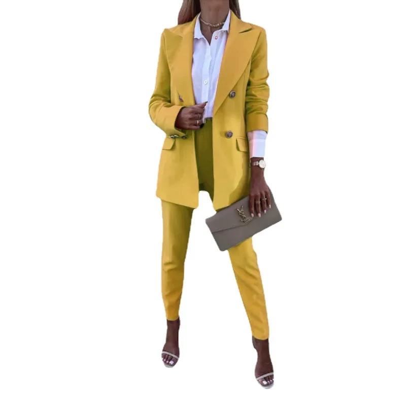 Temperament Suit Pants Sets Women Solid Color Loose Long Sleeve Blazer Slim Trousers Two Piece Set Casual Lady Commuting Outfits