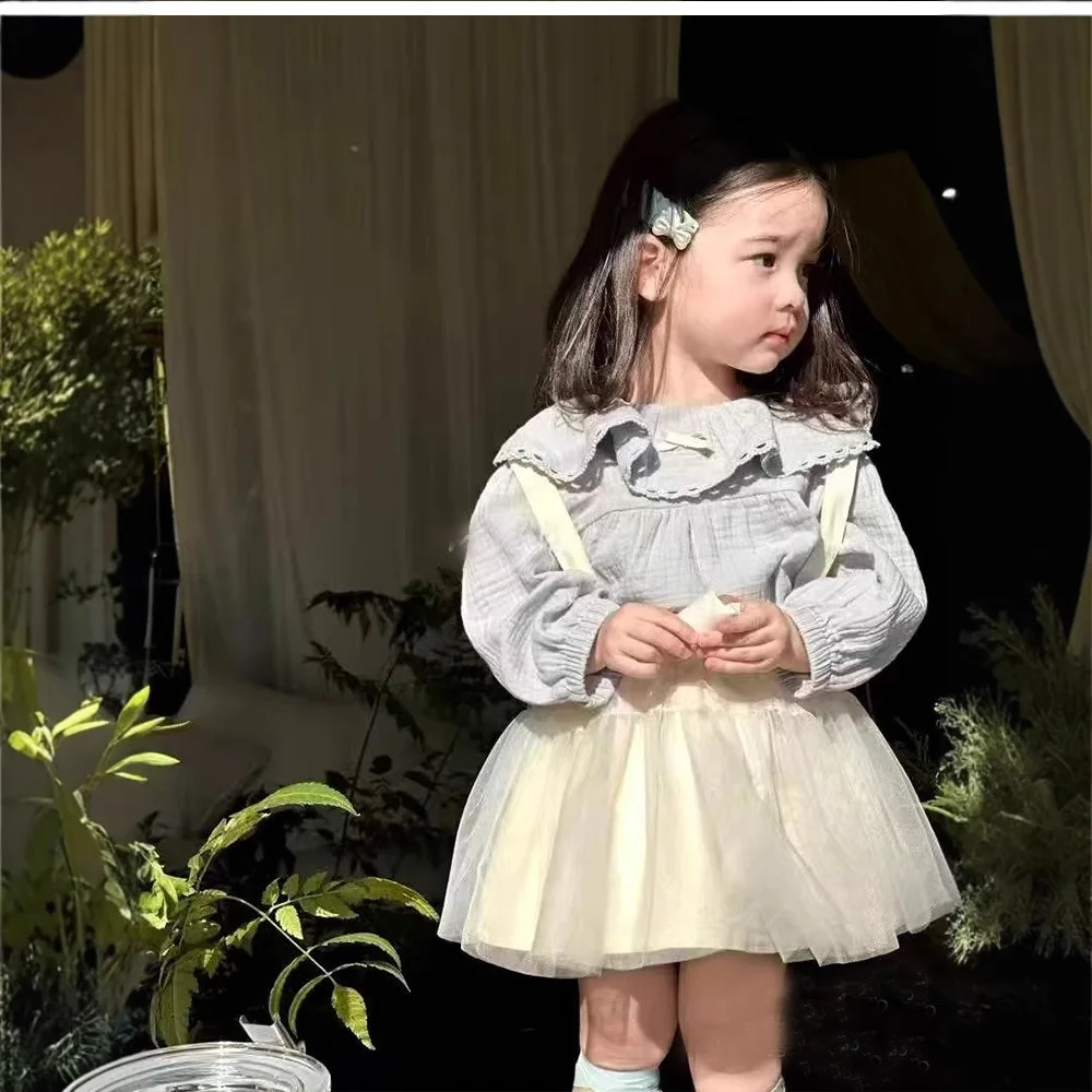 Girls Shirt 2025 New Children's Clothing Spring Baby Girl Foreign Style Lotus Leaf Shirt Children's Comfortable Inner Top