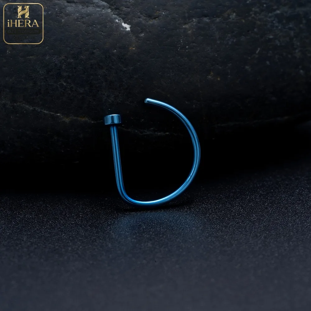 1/10PCS ASTM F136 Titanium Fake Nose Ring Hoop Non Piercing D Shape Nostril Lip Septum Earring Body Jewelry Kit