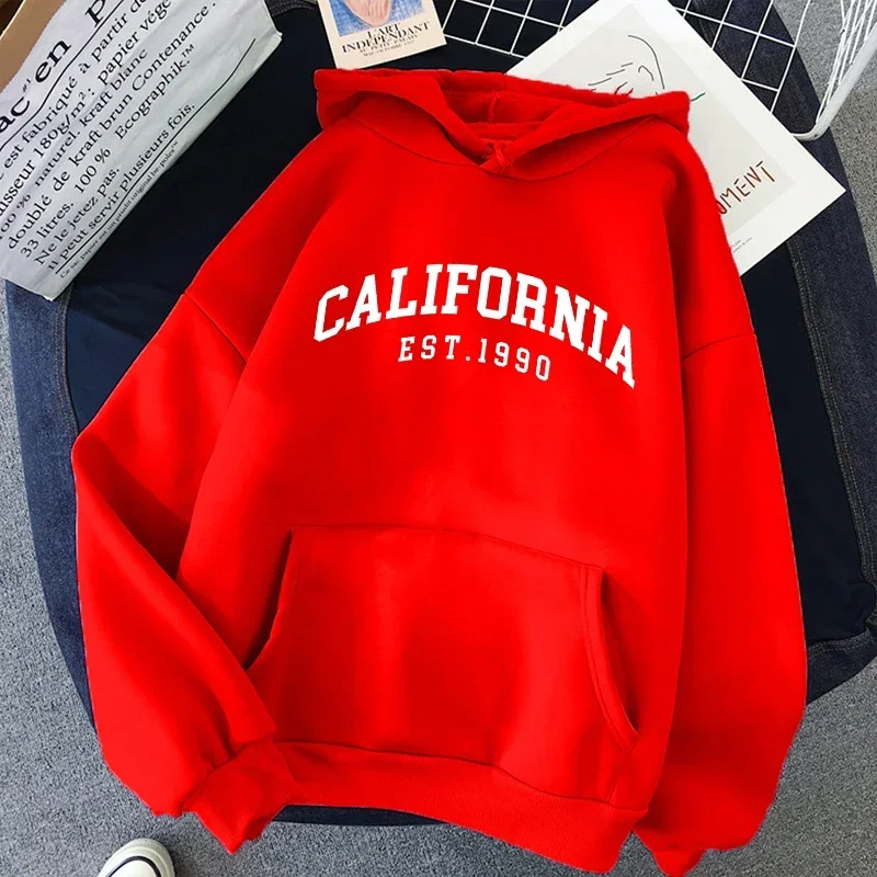 California Print Hoodies for Teenagers Casual Loose Hoodies Spring Autumn Sweatshirts Outdoor Sport Clothes High Quality Tops