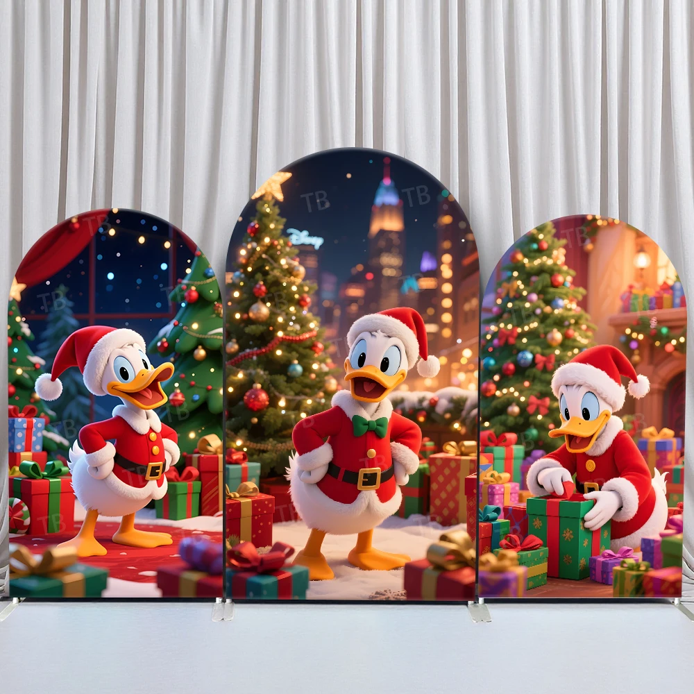

TB Christmas Donald Duck Theme Arch Backdrop Cover for Kids Birthday Party Baby Shower Photography Background Wall Decoration