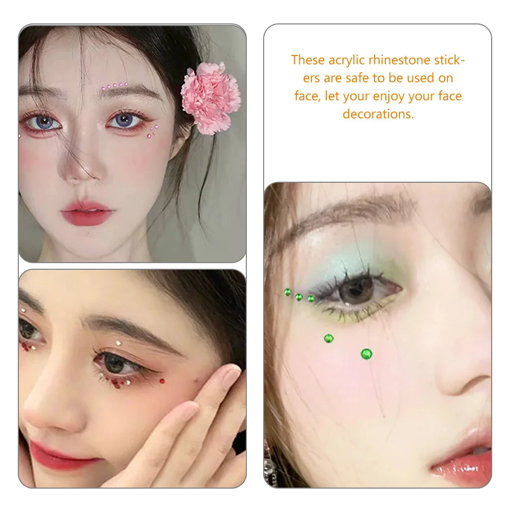 

6 Sheets Face Gems Multi Color Acrylic Rhinestones Stickers Self Adhesive Safe for Face Makeup Party Prom Wedding