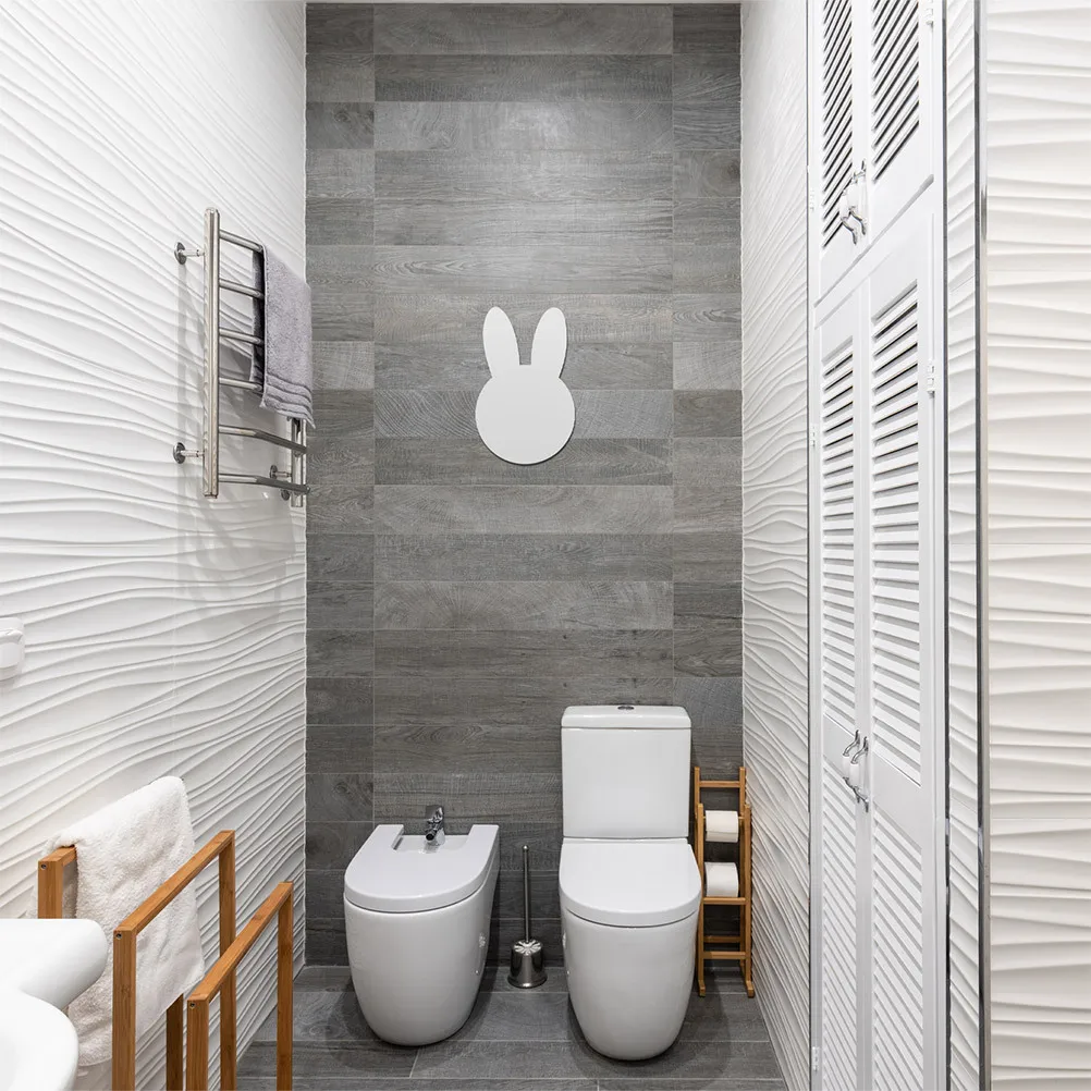 

2 Pcs Rabbit Three-dimensional Wall Stickers Bathroom Mirror Decoration Irregular Acrylic Corner Decals Mirrors for Walls Bunny