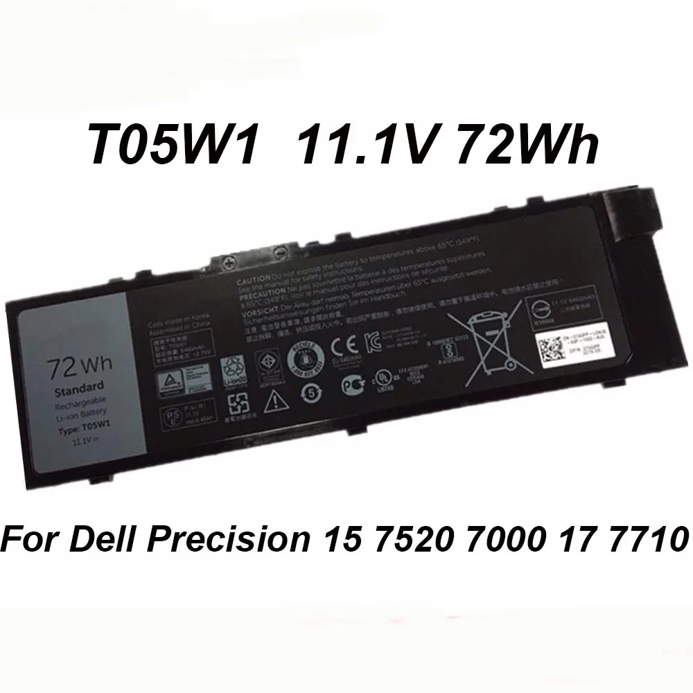 

T05W1 0FNY7 11,1 В 72 Втч Аккумулятор для ноутбука Dell Precision 15 7000 7510 7520 17 7000 7720 7510 7710 M7710 M7510 Serie