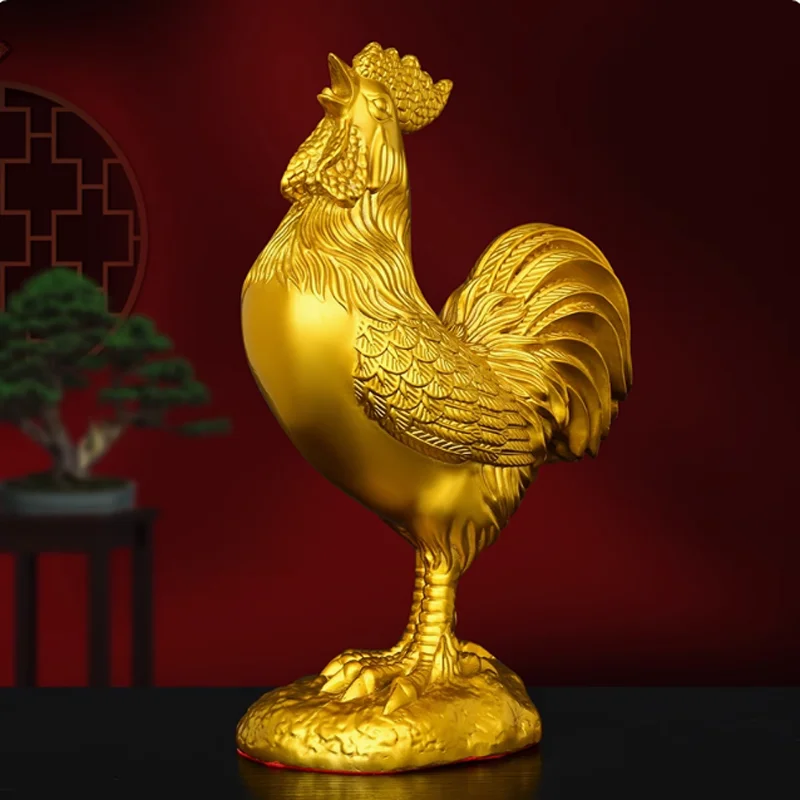 

Brass Zodiac Yuan Baoji Golden Rooster News Home Mascot Living Room Office Decoration