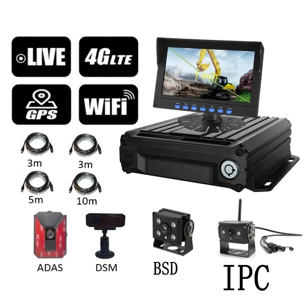 AHD camera 4 channel DVR vehicle surveillance monitoring system Passenger & Commercial Vehicle Camera kits