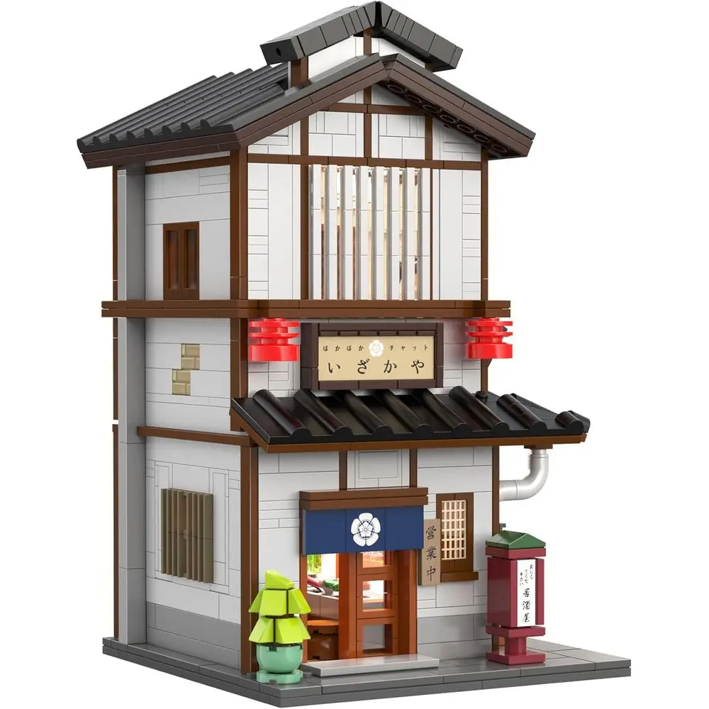 Set da costruzione Izakaya in stile giapponese C66019W: 1195 pezzi Regalo modulare illuminato per adolescenti e adulti