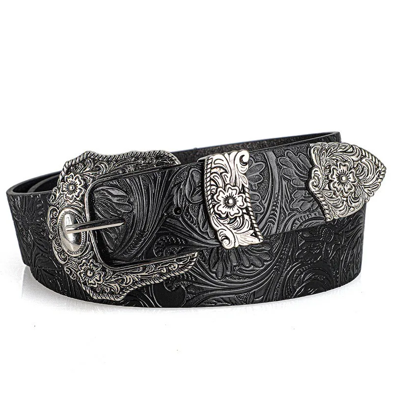 New European and American style women's belt, vintage rhines