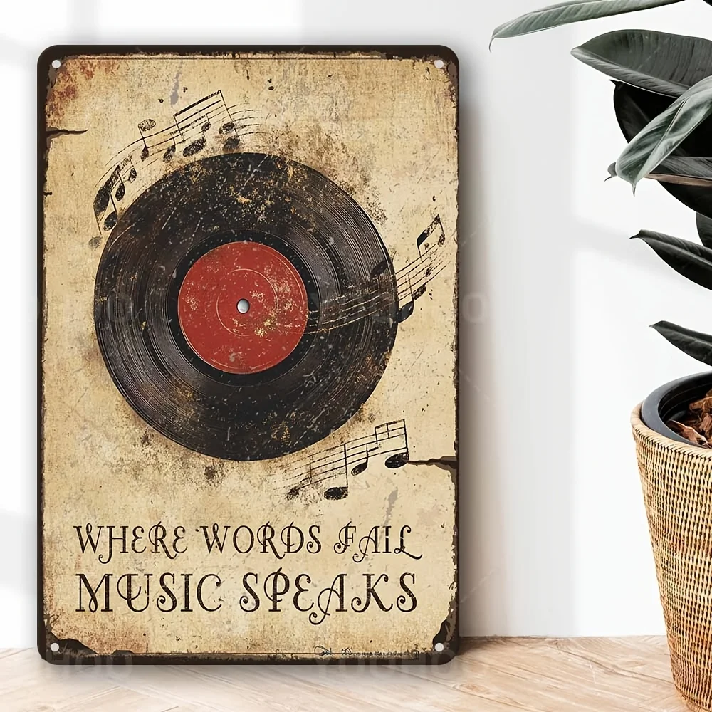 1pc Vintage Vinyl Record Aluminum Sign - 