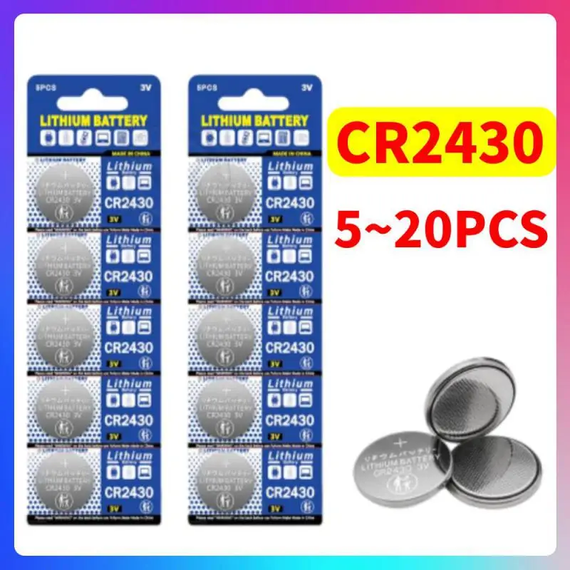 5-20pcs NEW CR2430 3V Lithium Battery CR 2430 DL2430 BR2430 Button Coin Batteries for Key Fob Watch Alarm Clock Remote Control