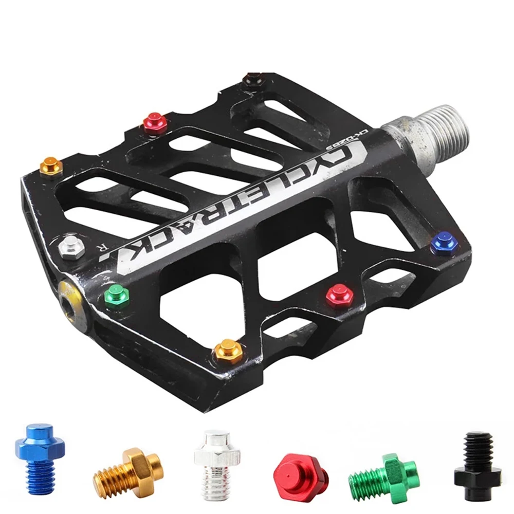 

10 pcs Colorful Aluminum Alloy Mountain Bike M4 Anti Slide Screw Fixed Stud Bicycle Pedal Bolts Anti-Skid Nail Pedal Screws