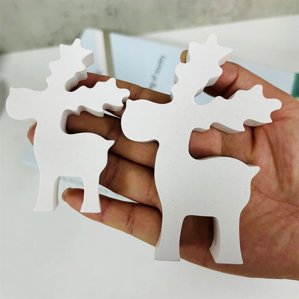 Elk Ornament Gypsum Plaster Silicone Molds DIY Aromath Christmas Decoration Furniture Concrete Cement Mould Deer Candle Mold