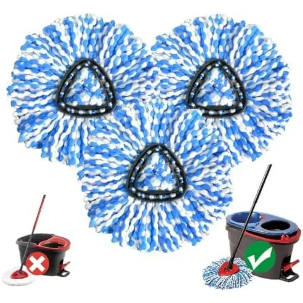 Mop Replacement Head 3 Pack Compatible for Ocedar RinseClean 2-Tank System Microfiber Machine Wash Easy to Replace/Deep Cleaning