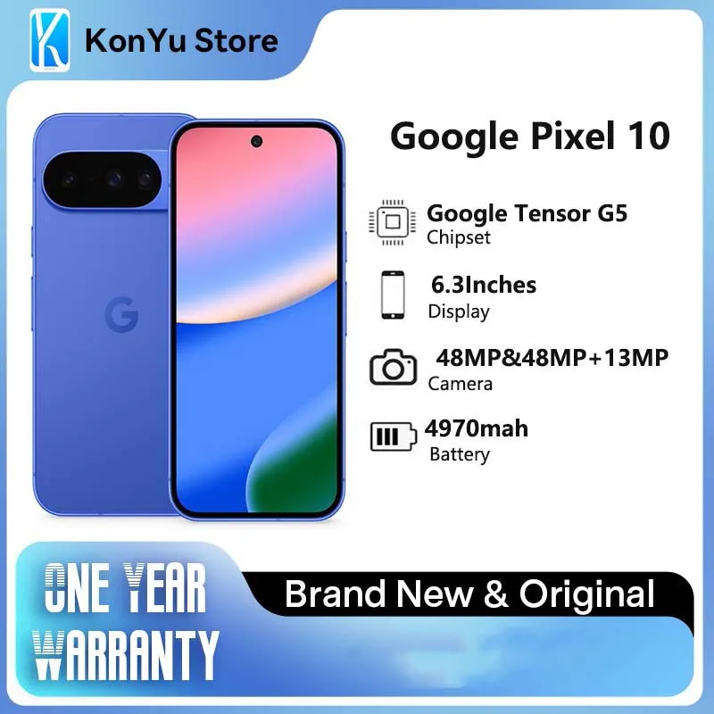 Google Pixel 10 Brand New Google Tensor G5 6.3 inches Advanced Triple Rear Camera 4970 mAh 24+ Hour Battery NFC SmartPhone