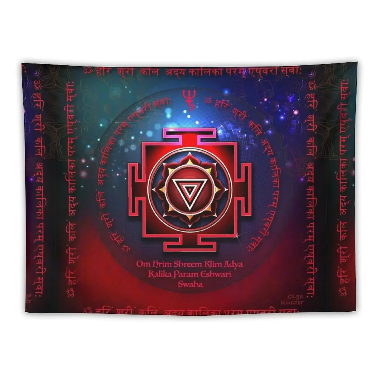 Kali Yantra with the Great Fifteen-Syllable Mantra Tapestry Room Decorations Wall Decoration Room Decor Tapestry