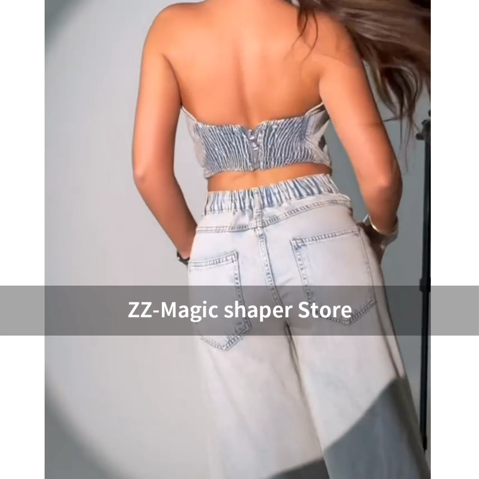 Stylish Wide Leg Trousers Denim Pants High Waisted Heart-Shaped Hollow Straight Leg Jeans Set Women's Loose Jeans Streewear