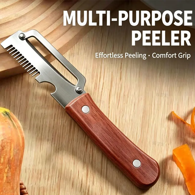 3-in-1 Stainless Steel Peeler Durable Multifunctional Slicer Vegetable Fruit Peeler with Bottle Opener Tool Kitchen Peeling Tool