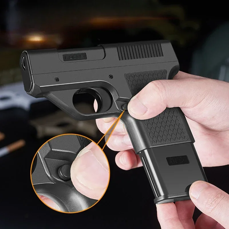 Capacity 10PCS Pistol Style Lighters with 3 Cigarette Case Jet Blue Flame Gas Lighter Windproof Cigar Lighter Gadgets for Men - view 4