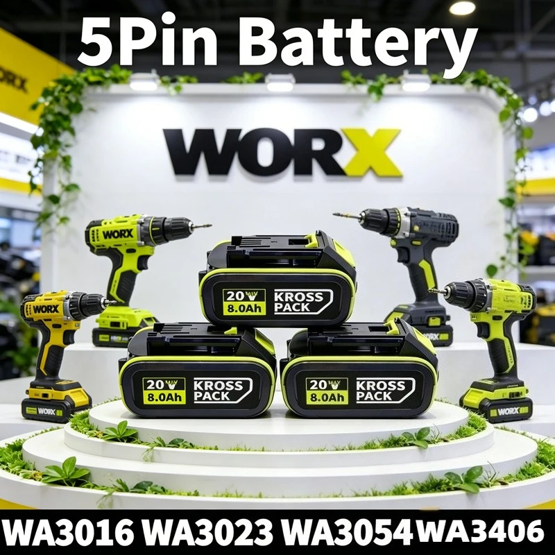 

WORX 20V 6.0Ah 8.0Ah Lithium ion Battery 5pin WA3016 WA3023 WA3027 Fit WORX Cordless Power Tools Replacement Battery