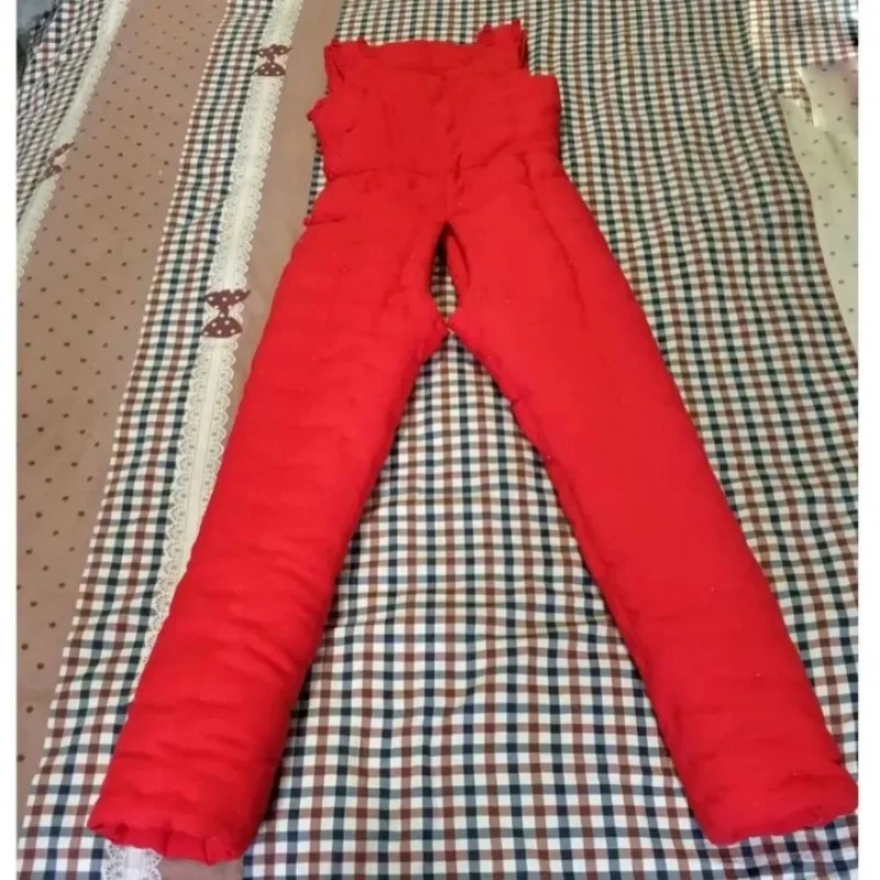 Body dla dorosłych ręcznie robione jednokolorowe chińskie guziki kamizelka z węzłem spodnie kombinezon z otwartym krokiem wypełniona bawełna bufiasta ciepła