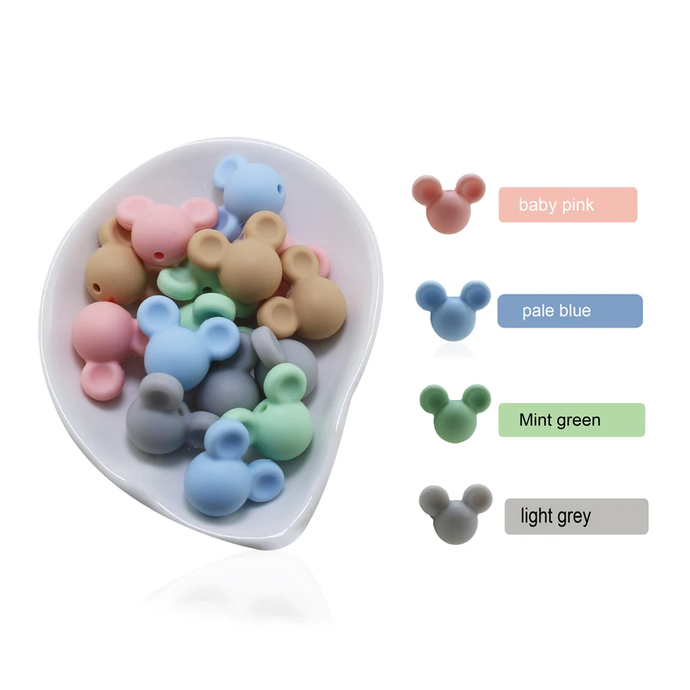 DIY Lot of 10pcs Mickey Baby Teething Beads Cartoon Silicone Beads For Necklaces BPA Free Teether Toy Accessories Nursing