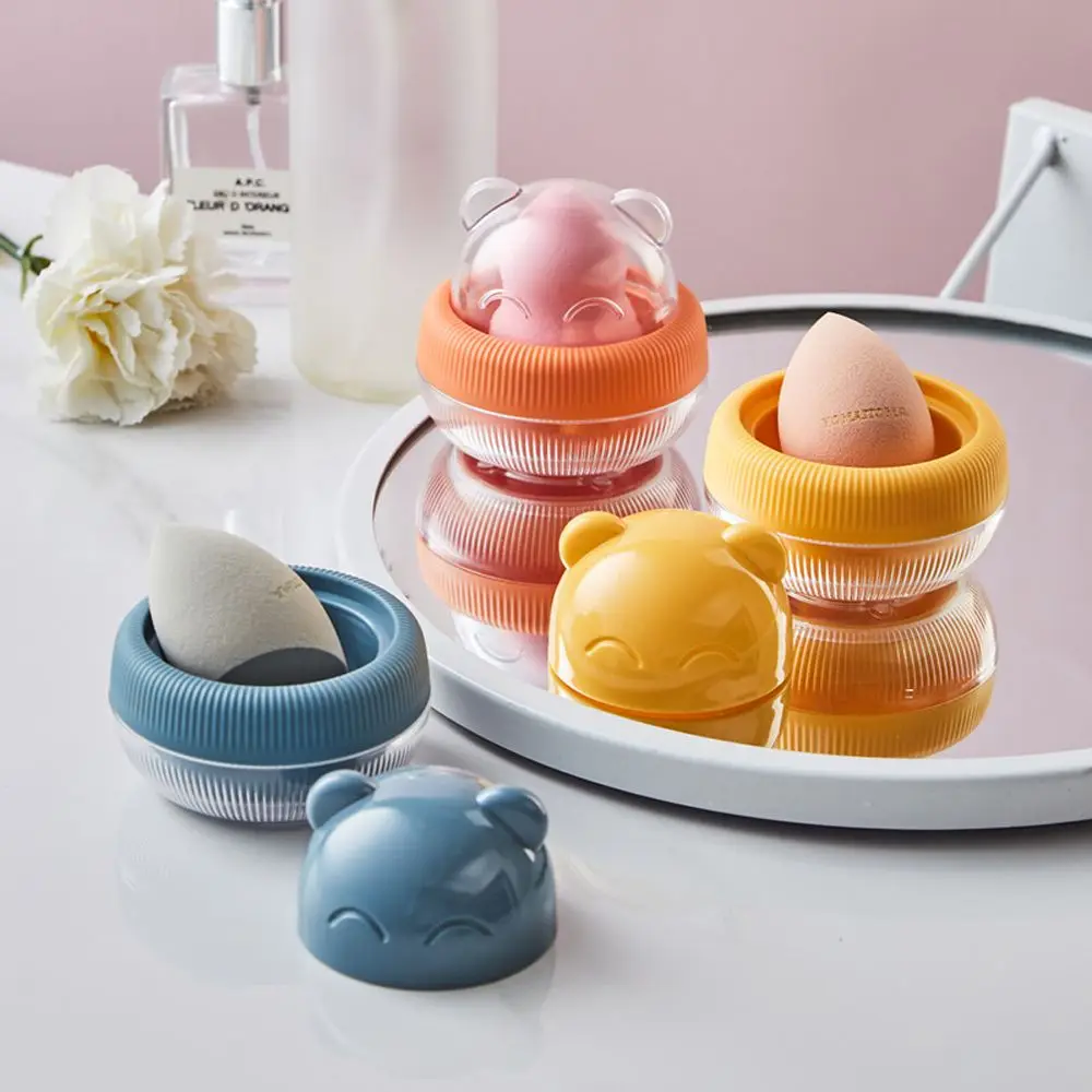 Transparent Display Cosmetic Egg Case Storage Box Puffs Drying Box Makeup Blender Puff Holder Powder Puff Container Stand