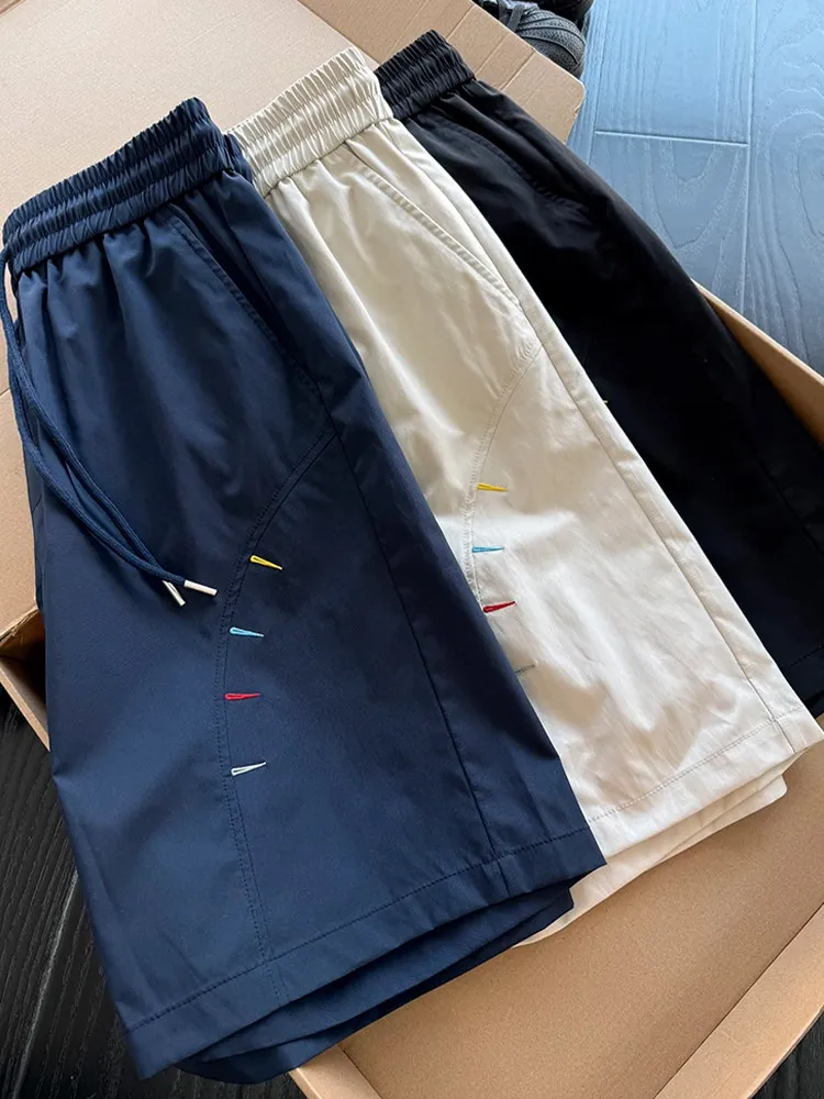 

Quick Dry American Embroidery Shorts Men Summer Thin Breathable Cool Feeling Basketball Sports Fitness Trendy Four-Five Pants