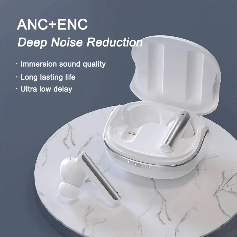 Eardeco anc fones de ouvido sem fio enc com cancelamento ruído bluetooth fone 4 hd microfone tws sem fio bluetooth fone estéreo baixo