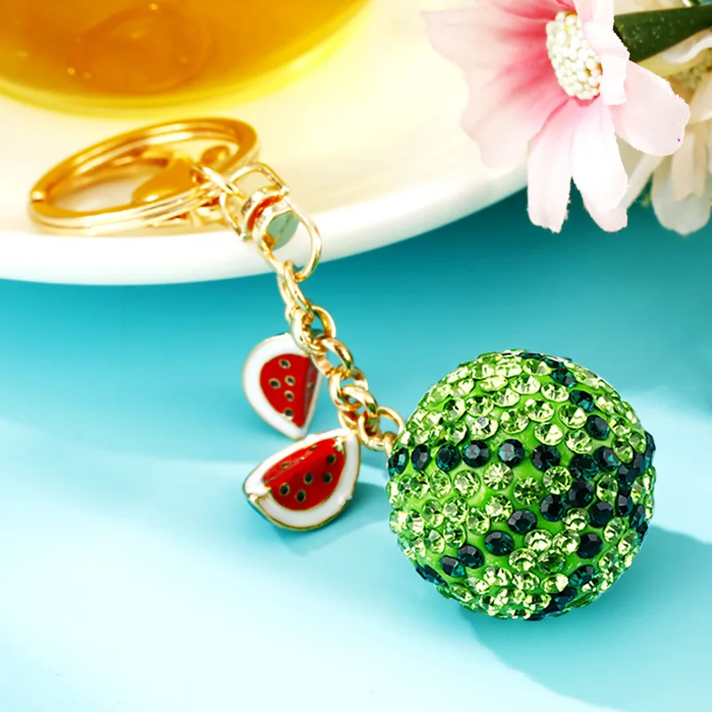 luxury brand Watermelon Car Key Chain with rhinestone cute keychain gift for girlfriend Keychains for couples new in key chains