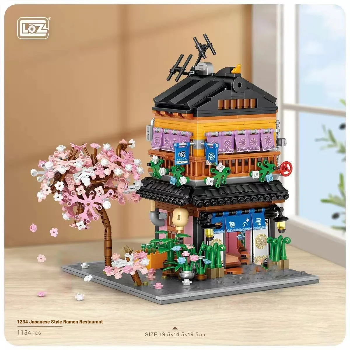 LOZ Japanse straatscène-serie bouwstenen speelgoedset, landschapsmodel snackstraat assemblagespeelgoed, verjaardagscadeau voor kinderen