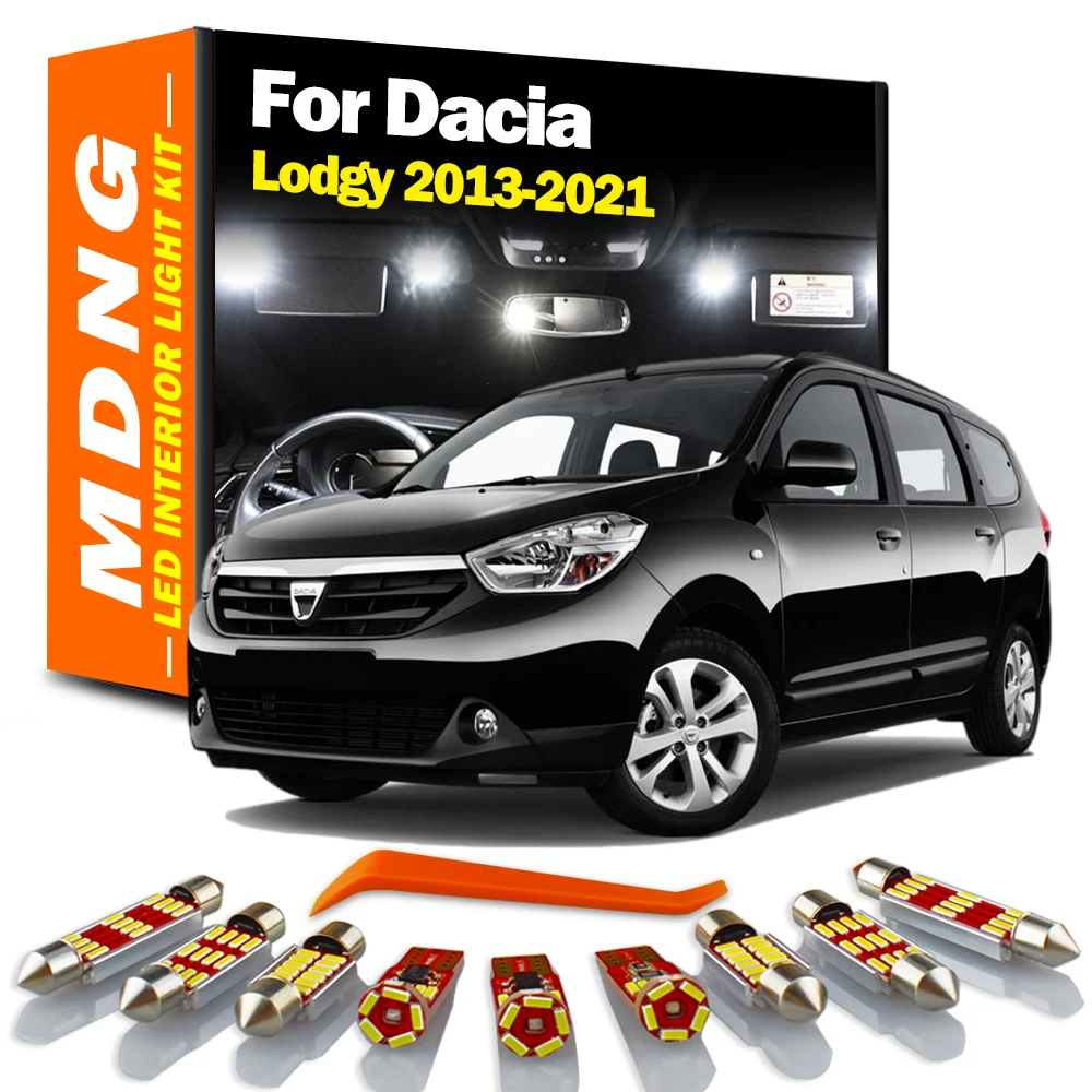 MDNG 11Pcs LED Interior Map Light Kit For Dacia Lodgy 2013 2014 2015 2016 2017 2018 2019 2020 2021 Canbus No Error Car Led Bulbs