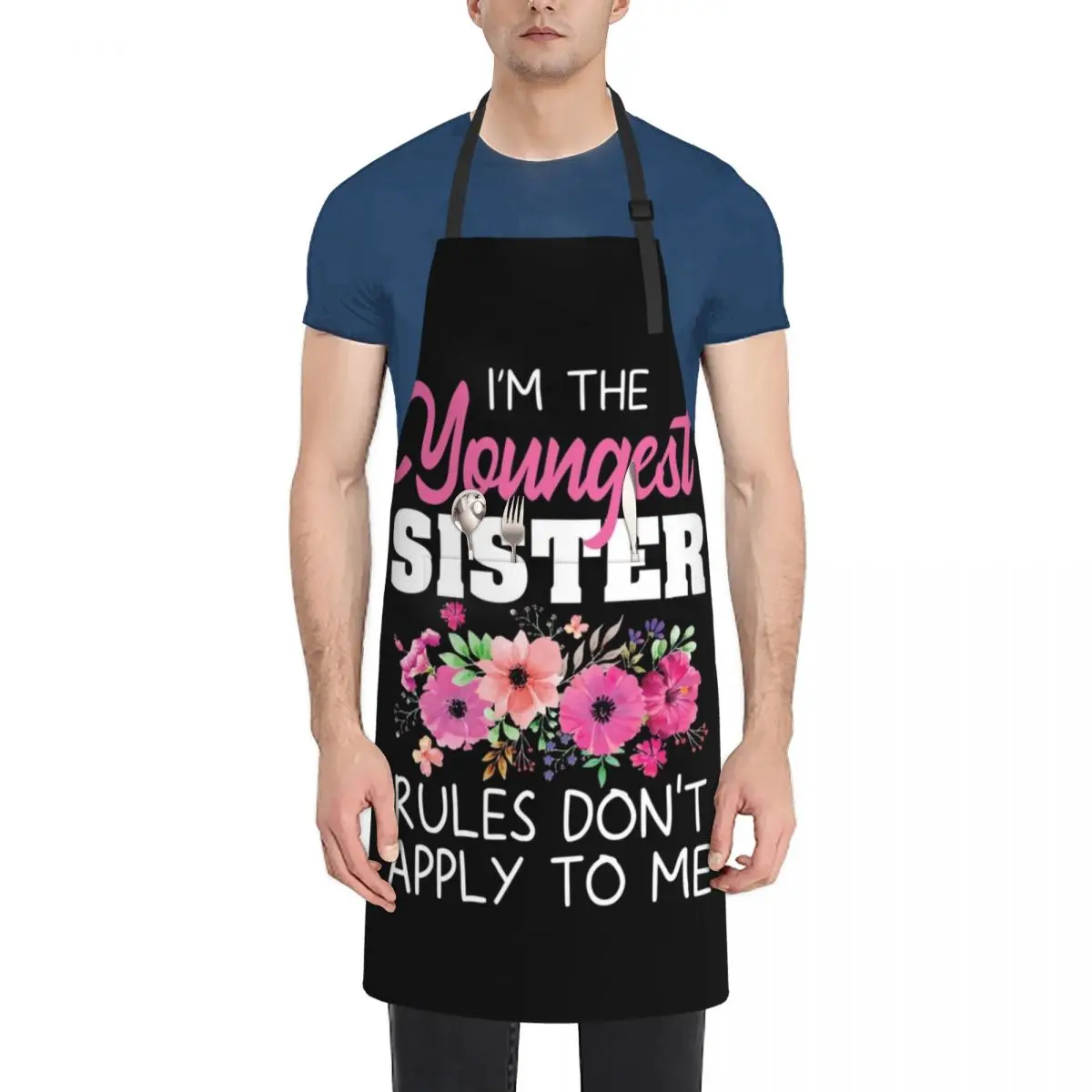 

Youngest Sister Rules Dont Apply To Me Apron Smock for hairdressing Barber man chef uniform Kitchen Kawaii Accessories Apron