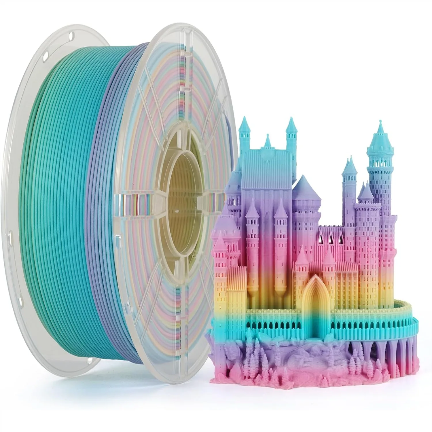 

Matte Rainbow PLA Filament 1.75mm 1kg, Dimensional Accuracy ±0.02mm for Most 3D Printers
