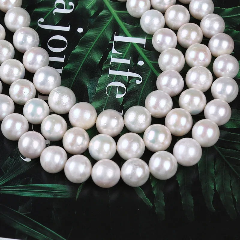 Wholesale 11-13mm AAA grade freshwater pearl natural white edison round loose pearls string strand for jewelry making