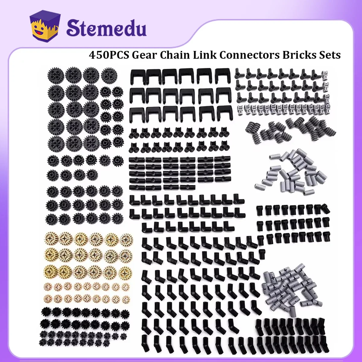 450pcs Gear Chain Link Connectors Bricks Sets DIY Technical Parts Compatible with legoeds Car Toys Robot Building Blocks Bricks